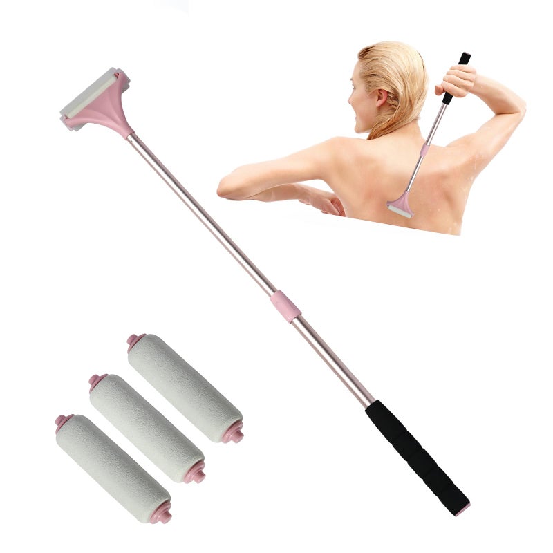 EASACE Lotion Applicator for BackPortable 21inch Lotion Applicator with Long HandleExtension Back Applicator Lotion with 3 Replacement Roller for Back selfPink